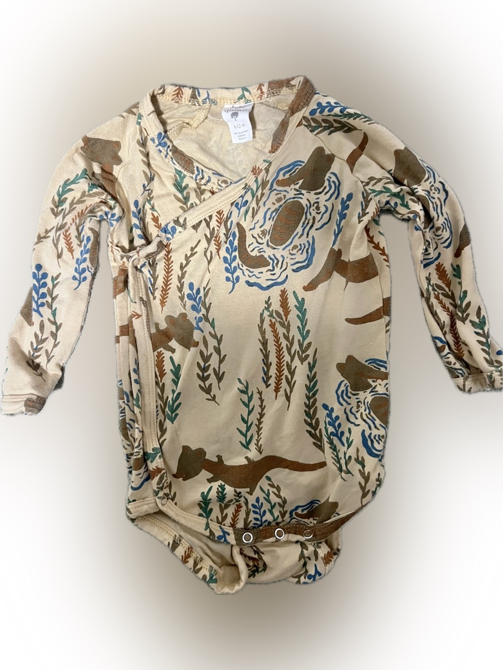 Kate Quinn bamboo crocodile bodysuit 🐊 (beige, brown, and blue print)